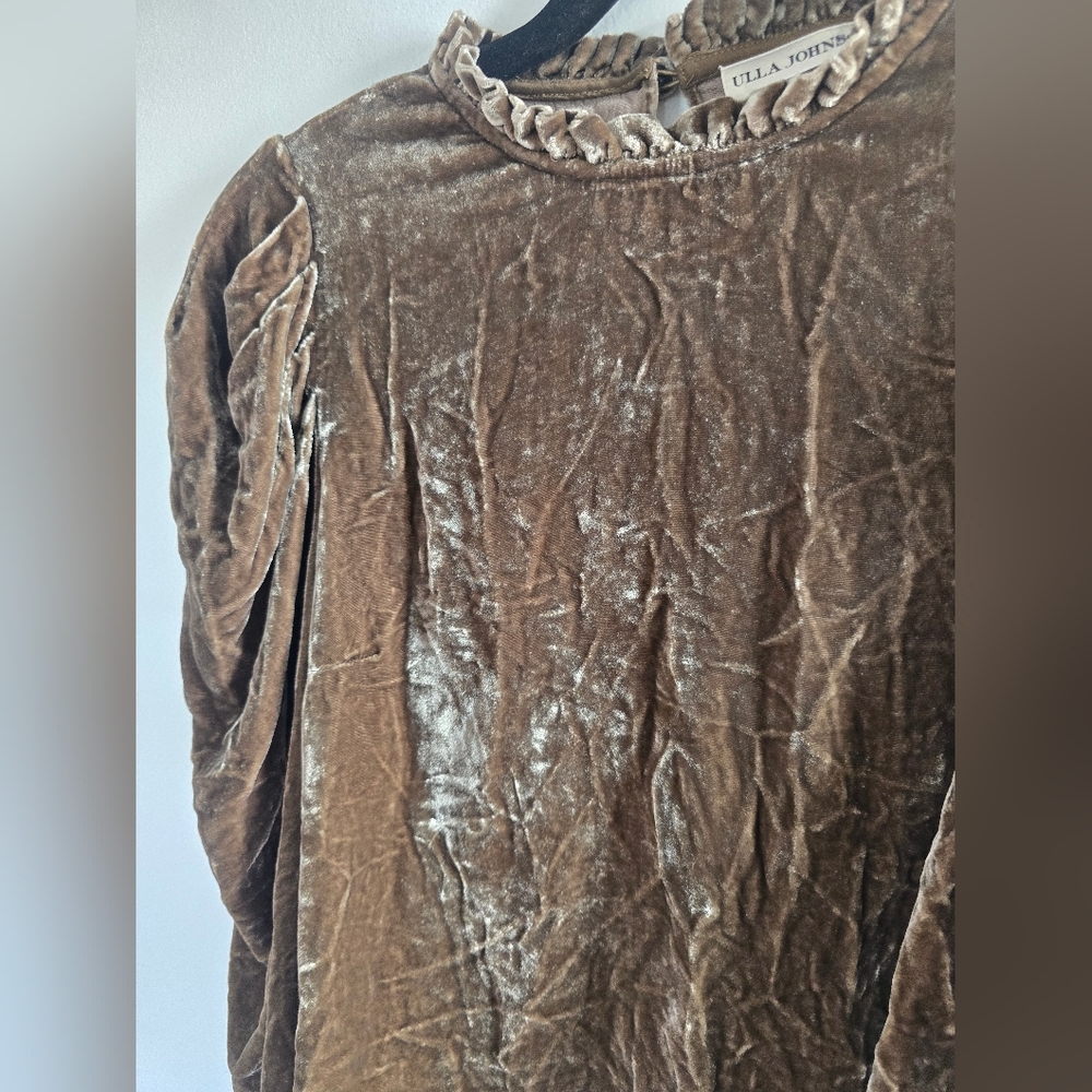 Ulla Johnson Puff Sleeve Blouse Brown Velvet - Picture 5 of 9